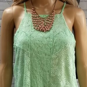 Alya Mint Green Lace Mini Dress